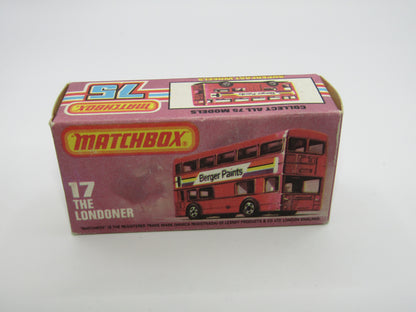 Matchbox Superfast No 17C London Bus, Blue, Rowntrees Fruit Gums, Lesney England Base