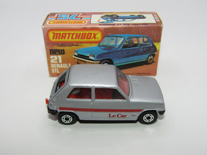 Matchbox Superfast No 21C Renault 5TL Le Car METALLIC CHARCOAL Base