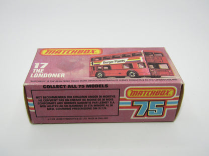 Matchbox Superfast No 17C London Bus, Blue, Rowntrees Fruit Gums, Lesney England Base