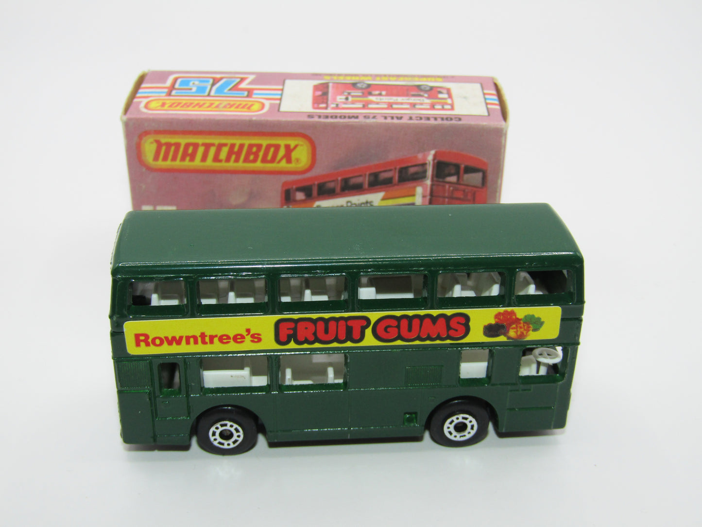 Matchbox Superfast No 17C London Bus, Green, Rowntrees Fruit Gums, Lesney England Base