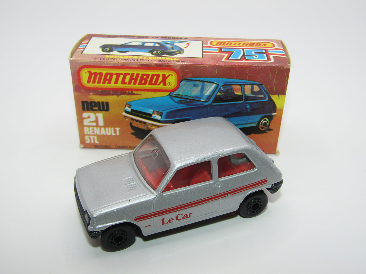 Matchbox Superfast No 21C Renault 5TL Le Car  BLACK HUBS Blue Grey Base