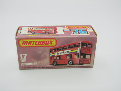 Matchbox Superfast No 17C London Bus, Green, Rowntrees Fruit Gums, Lesney England Base