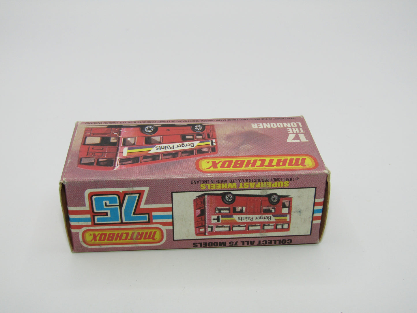 Matchbox Superfast No 17C London Bus, Green, Rowntrees Fruit Gums, Lesney England Base
