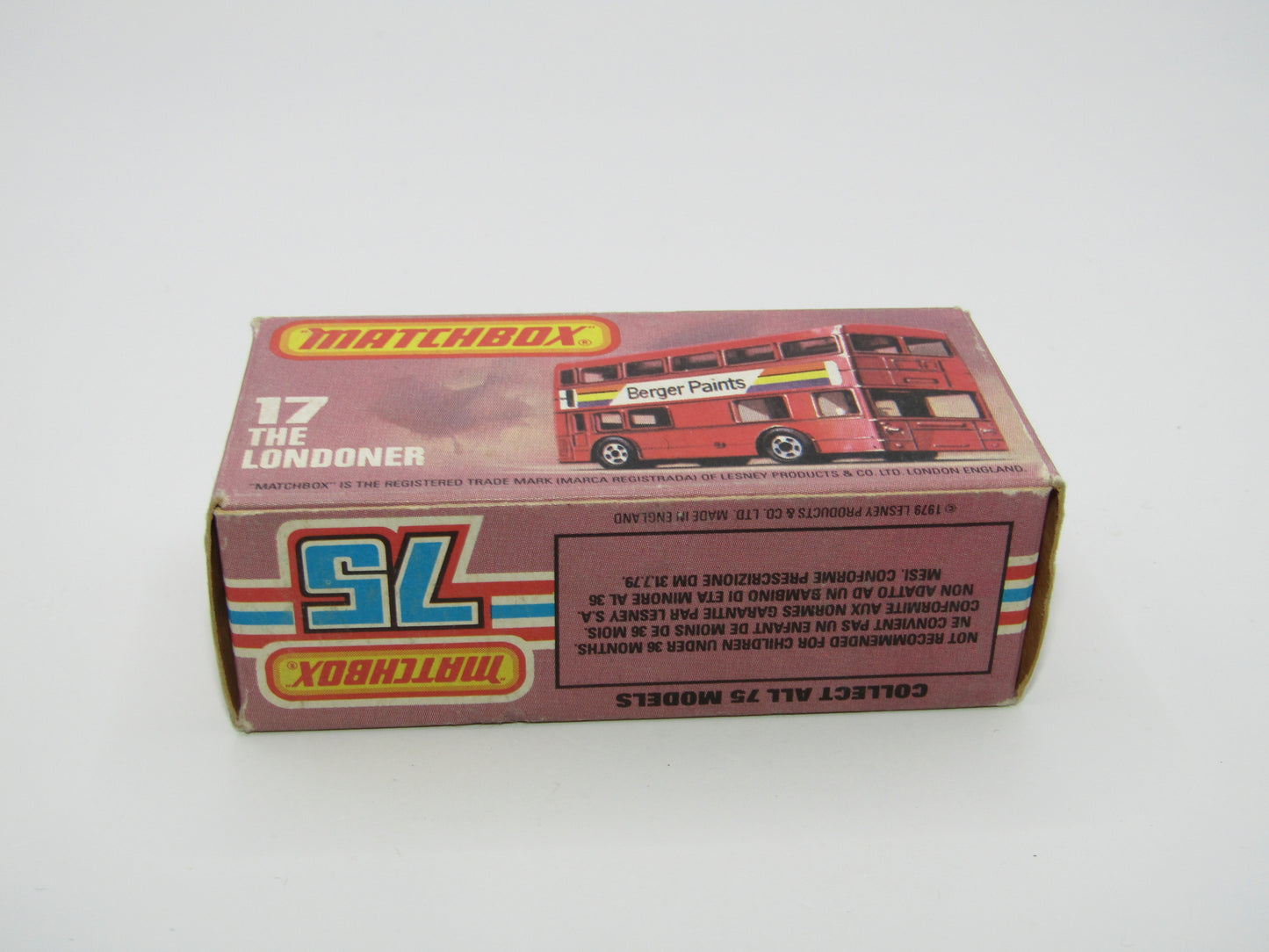Matchbox Superfast No 17C London Bus, Green, Rowntrees Fruit Gums, Lesney England Base