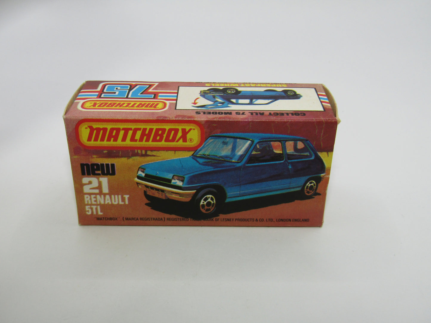 Matchbox Superfast No 21C Renault 5TL Le Car  BLACK HUBS Blue Grey Base