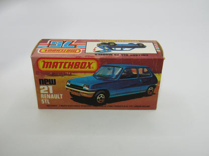 Matchbox Superfast No 21C Renault 5TL Le Car  BLACK HUBS Blue Grey Base