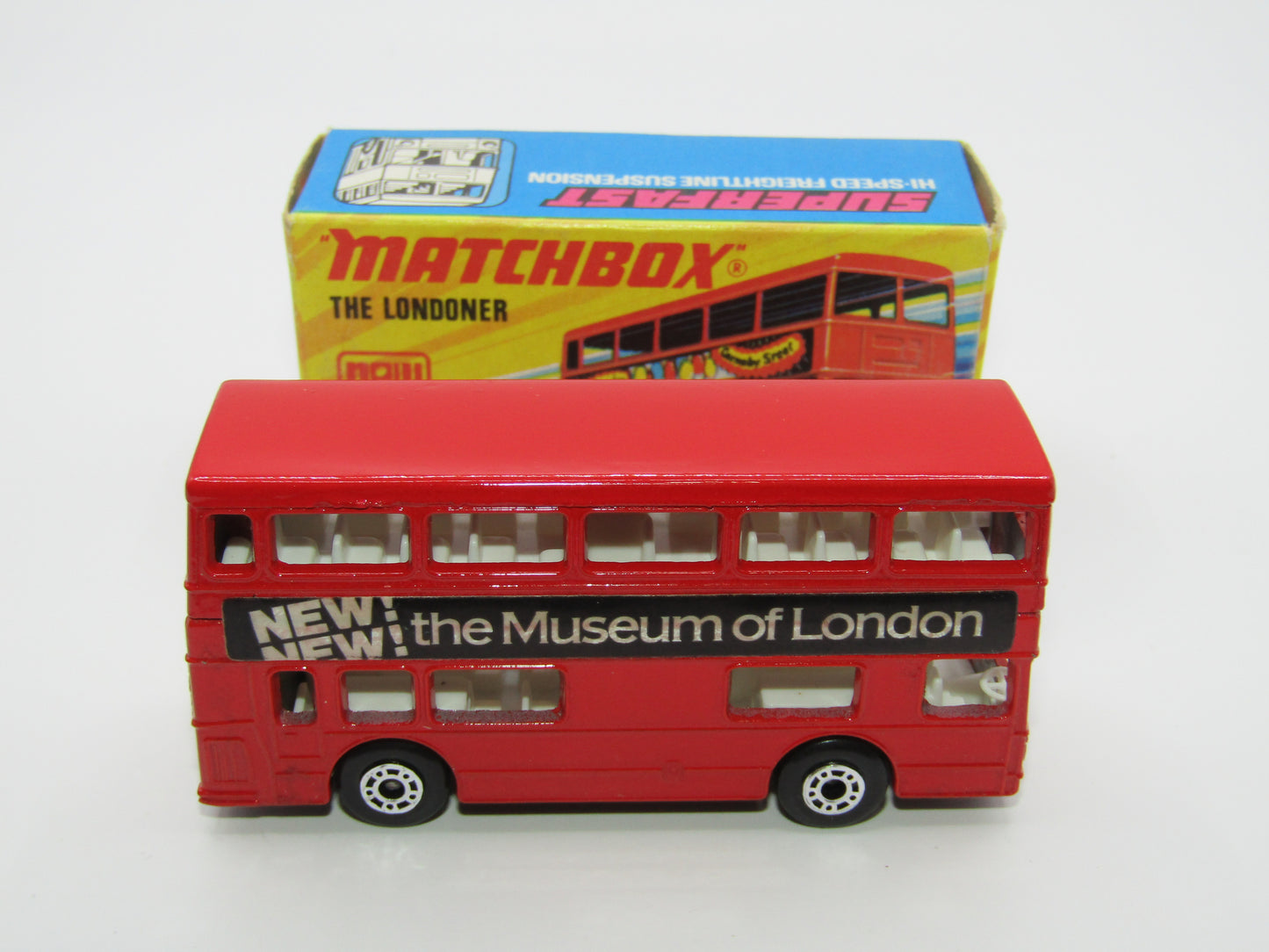Matchbox Superfast No 17B The Londoner Jacobs, Museum of London, Dot Dash Wheels, Gloss Black Base