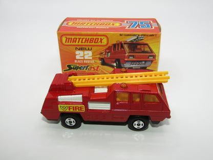 Matchbox Superfast No 22C Blaze Buster WHITE Interior 4 SPOKE Wheels