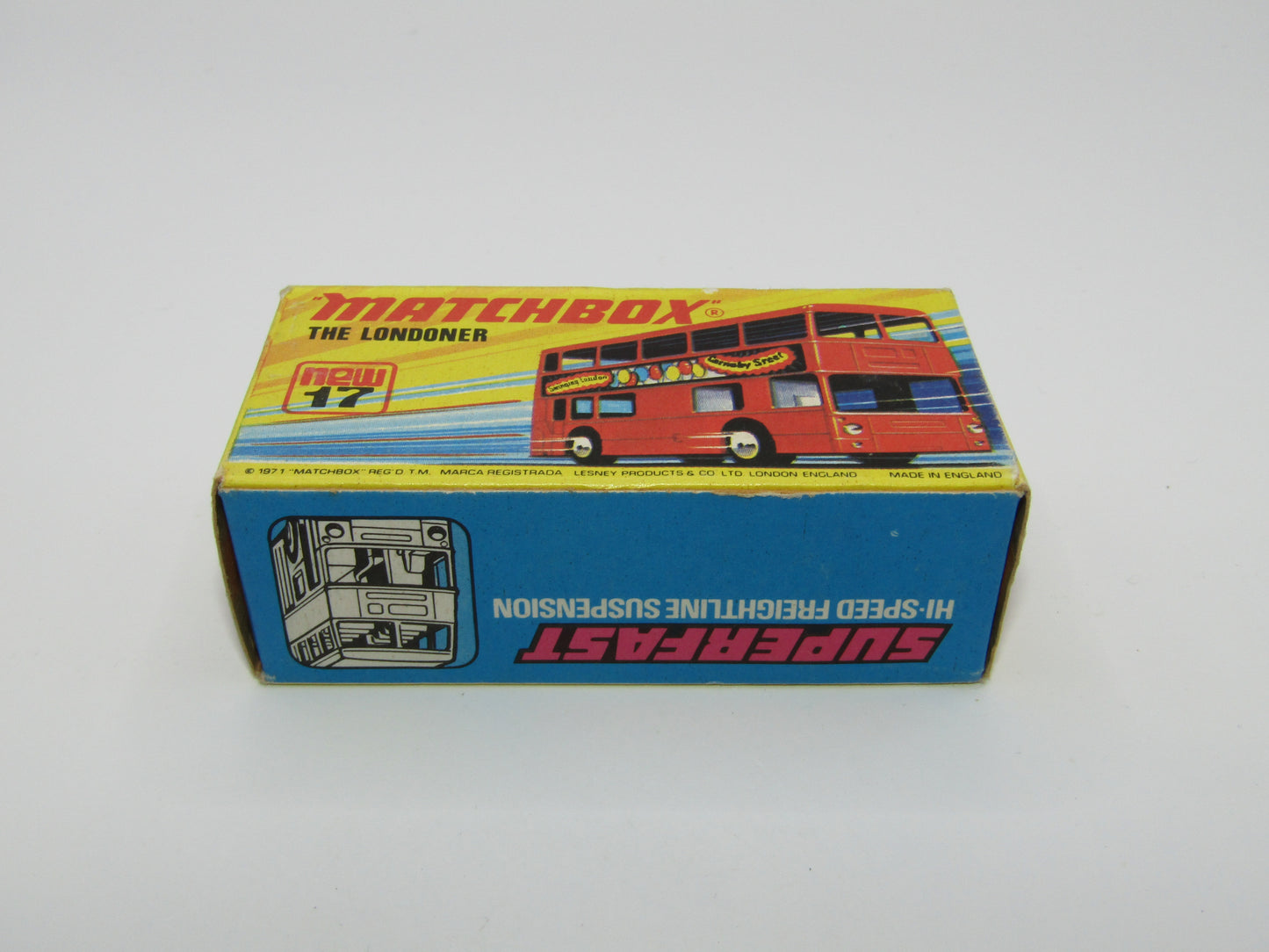 Matchbox Superfast No 17B The Londoner Jacobs, Museum of London, Dot Dash Wheels, Gloss Black Base