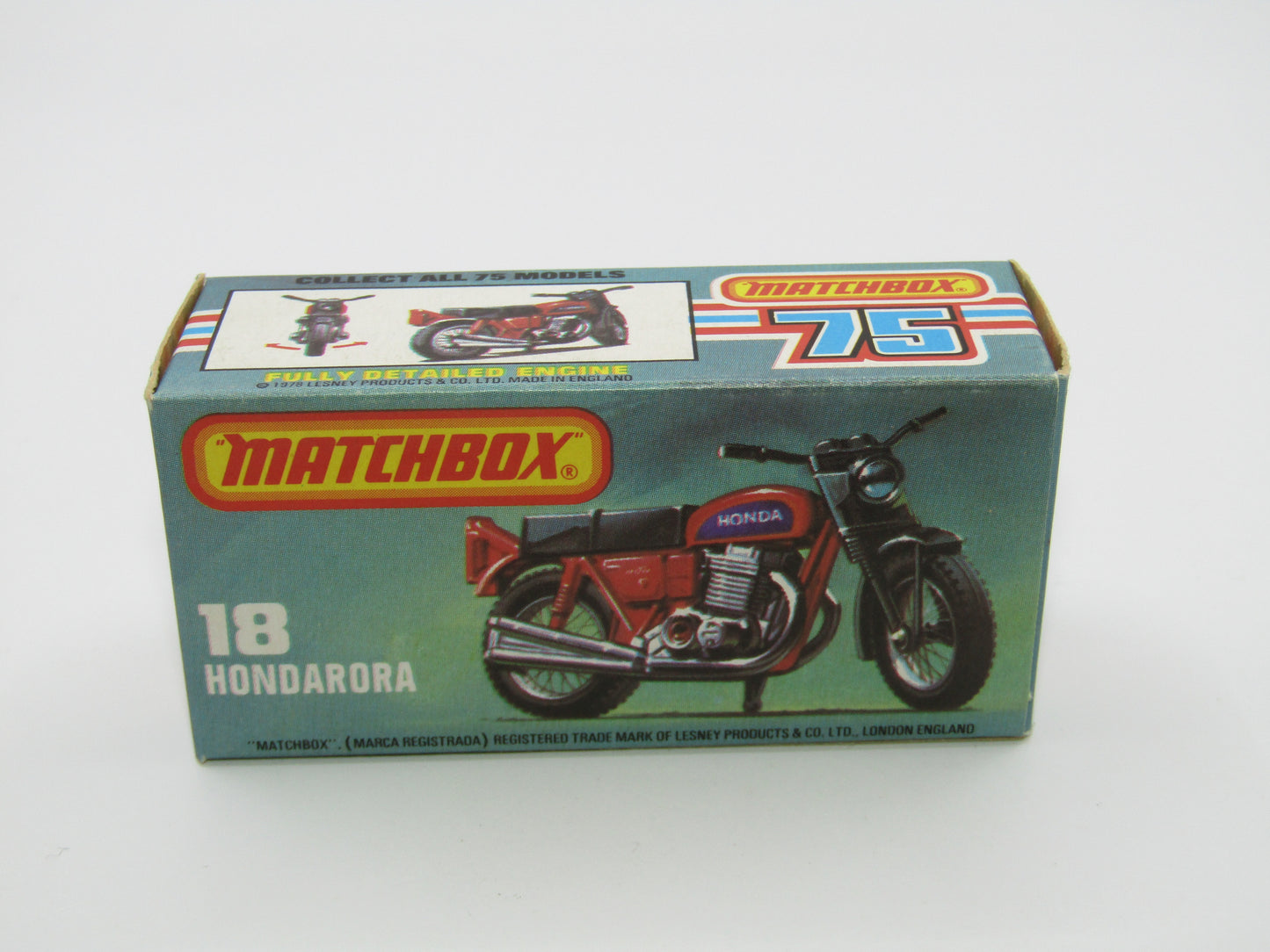Matchbox Superfast No 18B Hondarora Motorcycle, Yellow, GREEN Rider