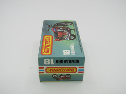 Matchbox Superfast No 18B Hondarora Motorcycle, Yellow, GREEN Rider