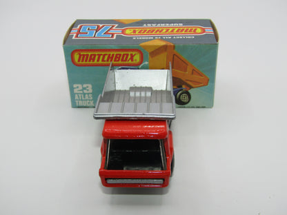 Matchbox Superfast No 23B Atlas Dump Truck Red BLACK Interior