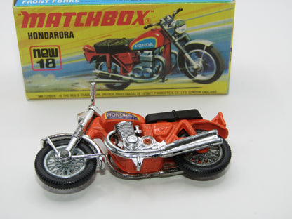 Matchbox Superfast No 18B Hondarora Motorcycle, Orange, Chrome Handlebars