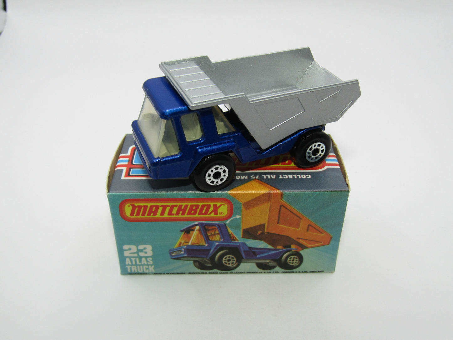 Matchbox Superfast No 23B Atlas Dump Truck Blue SILVER Dumper