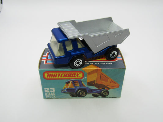 Matchbox Superfast No 23B Atlas Dump Truck Blue SILVER Dumper
