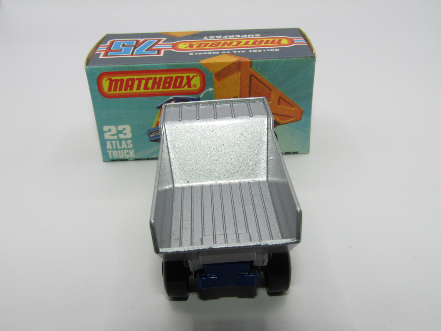 Matchbox Superfast No 23B Atlas Dump Truck Blue SILVER Dumper