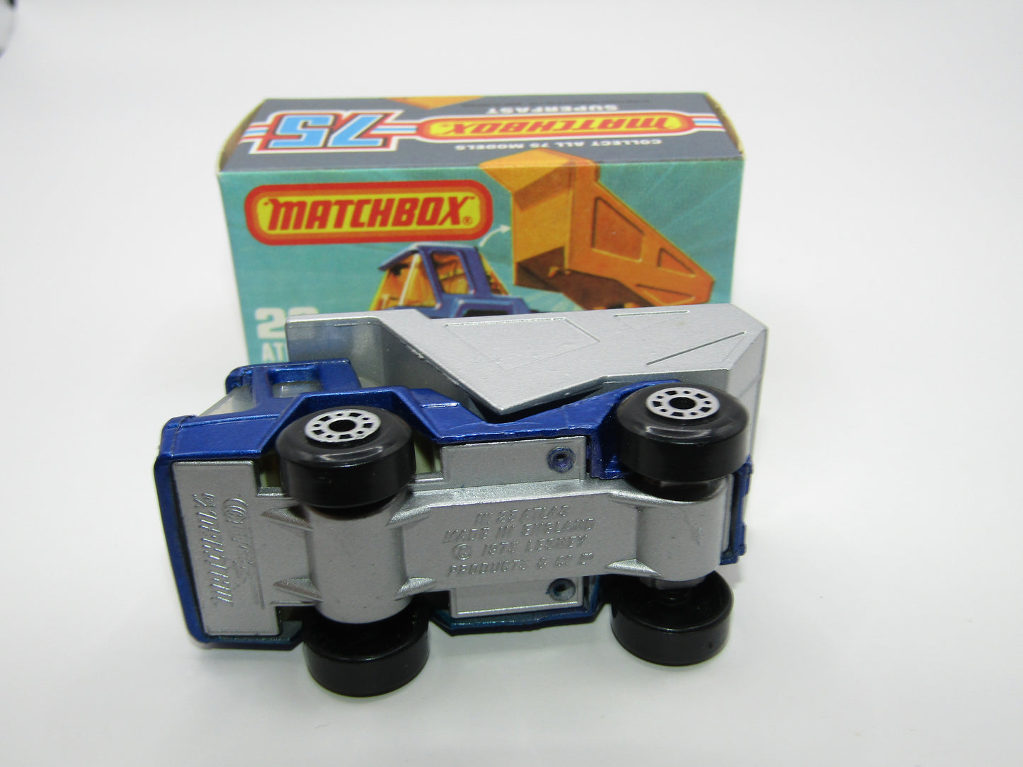 Matchbox Superfast No 23B Atlas Dump Truck Blue SILVER Dumper