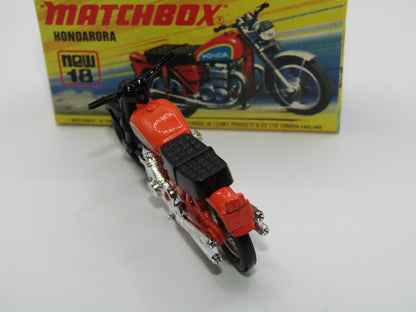 Matchbox Superfast No 18B Hondarora Motorcycle, Orange, Black Handlebars, Wire Wheels