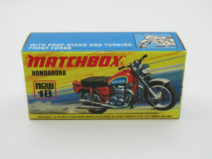 Matchbox Superfast No 18B Hondarora Motorcycle, Orange, Black Handlebars, Wire Wheels