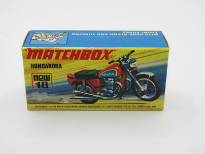 Matchbox Superfast No 18B Hondarora Motorcycle, Orange, Black Handlebars, Wire Wheels