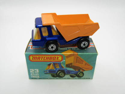 Matchbox Superfast No 23B Atlas Dump Truck Blue ORANGE Interior
