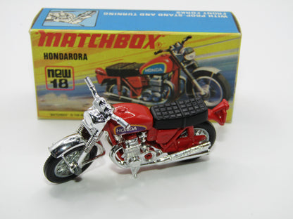 Matchbox Superfast No 18B Hondarora Motorcycle, Red, CHROME Handlebars, Wire Wheels