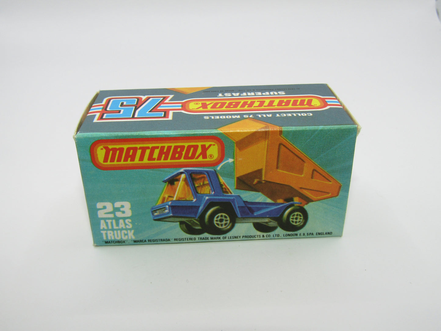 Matchbox Superfast No 23B Atlas Dump Truck Blue ORANGE Interior