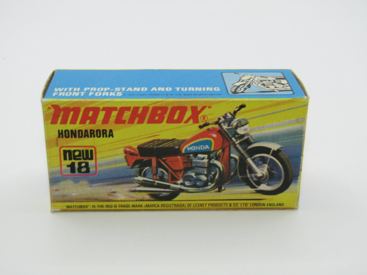 Matchbox Superfast No 18B Hondarora Motorcycle, Red, CHROME Handlebars, Wire Wheels