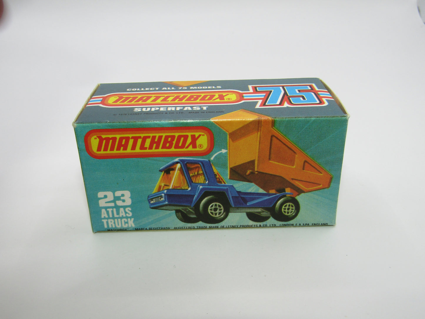 Matchbox Superfast No 23B Atlas Dump Truck Blue ORANGE Interior