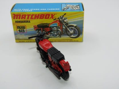 Matchbox Superfast No 18B Hondarora Motorcycle, Red, NO LABELS, MAG Wheels