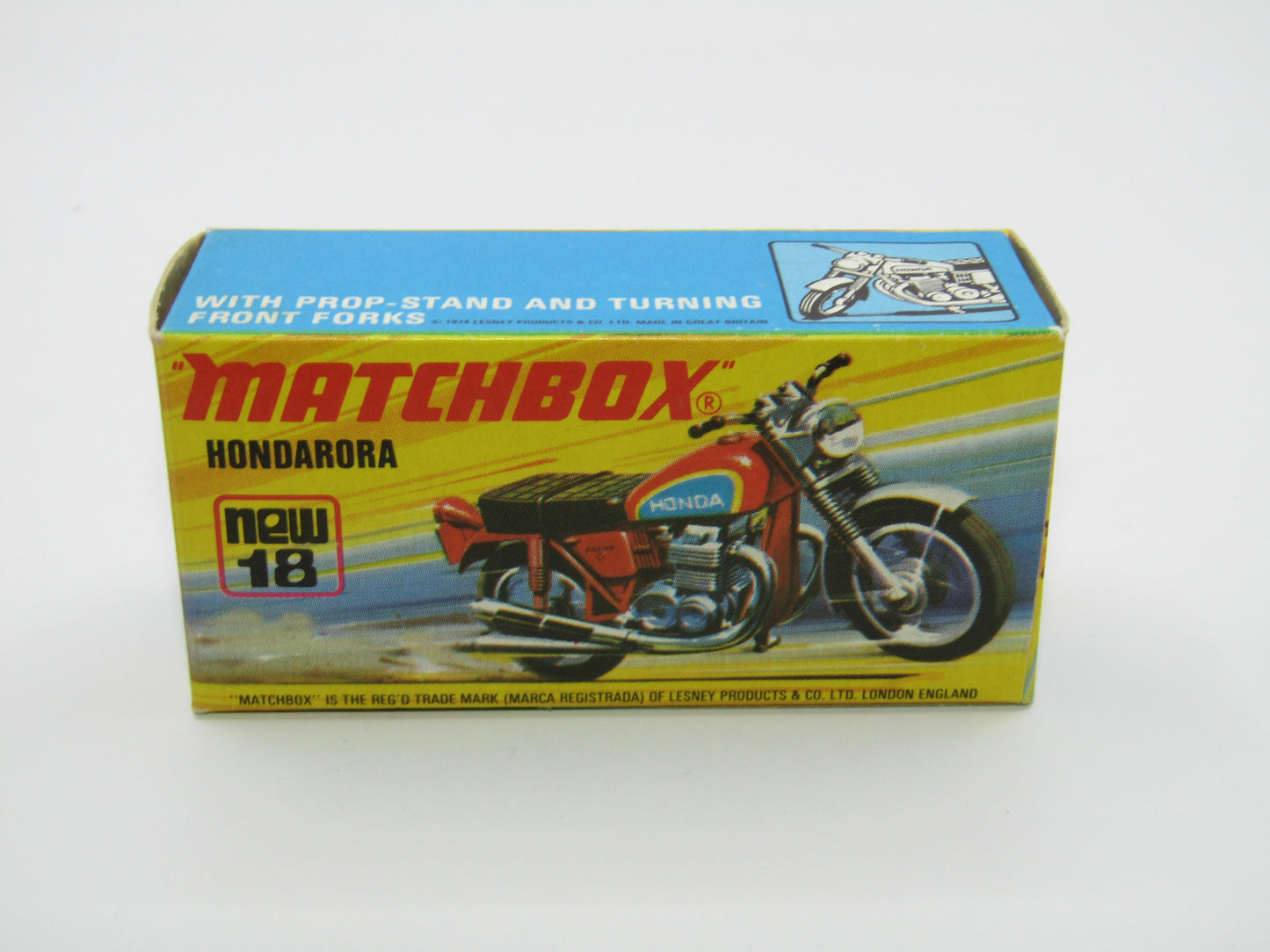 Matchbox Superfast No 18B Hondarora Motorcycle, Red, NO LABELS, MAG Wheels