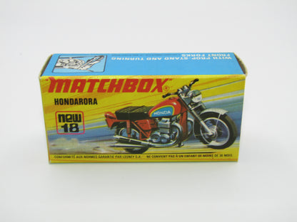 Matchbox Superfast No 18B Hondarora Motorcycle, Red, NO LABELS, MAG Wheels