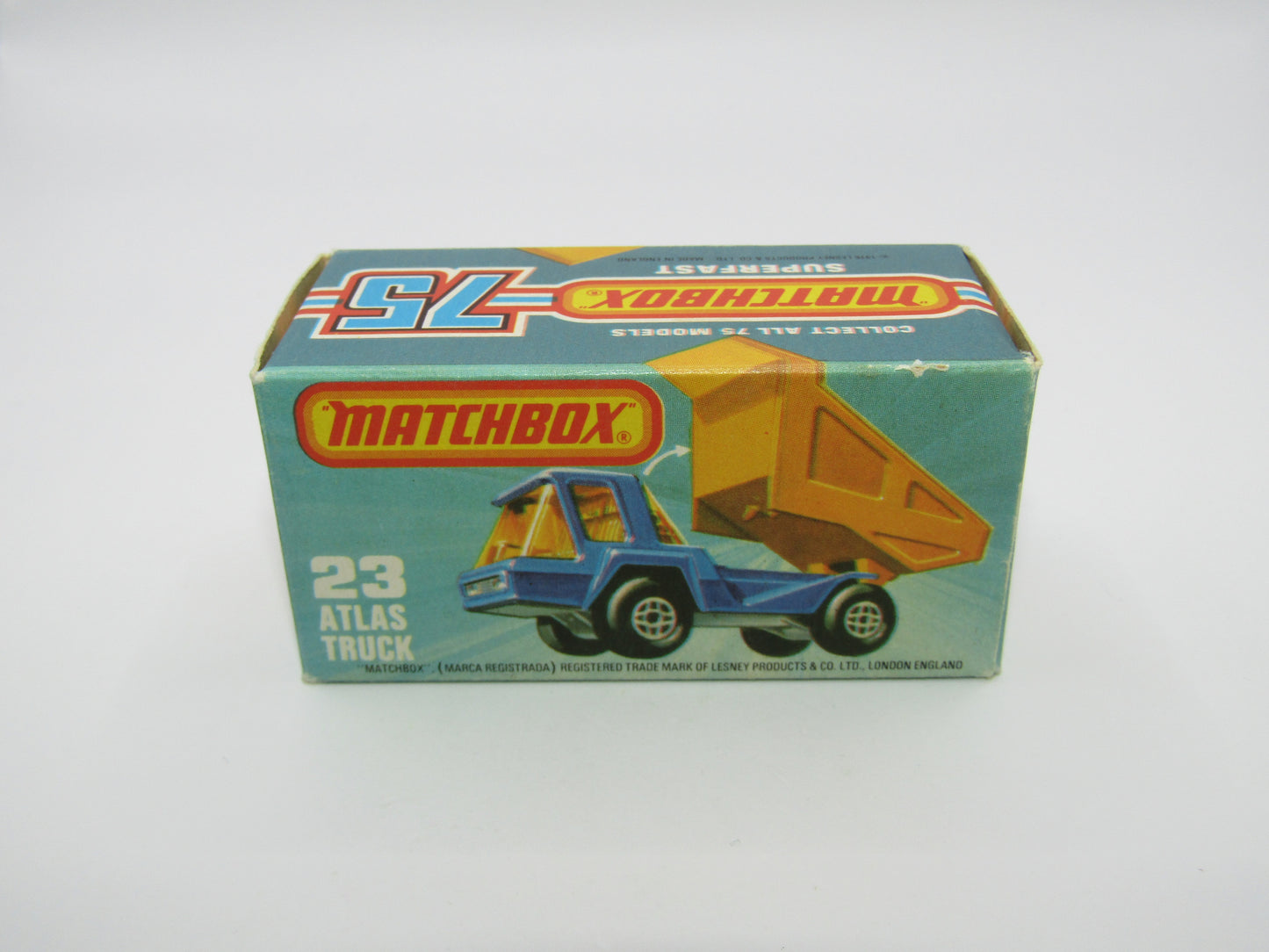 Matchbox Superfast No 23B Atlas Dump Truck AMB Win Dot Dash Silver Base