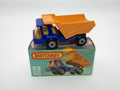 Matchbox Superfast No 23B Atlas Dump Truck AMB Win Dot Dash UNP Base