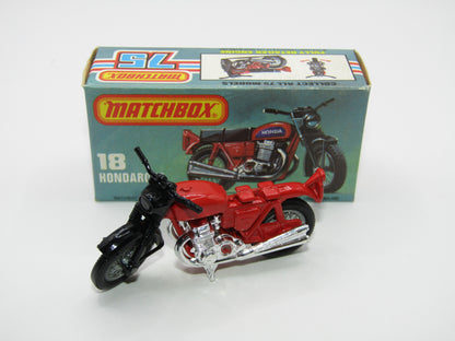 Matchbox Superfast No 18B Hondarora Motorcycle, Light Red, No Labels, Wire Wheels