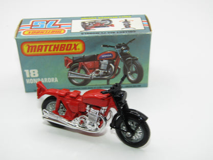 Matchbox Superfast No 18B Hondarora Motorcycle, Light Red, No Labels, Wire Wheels
