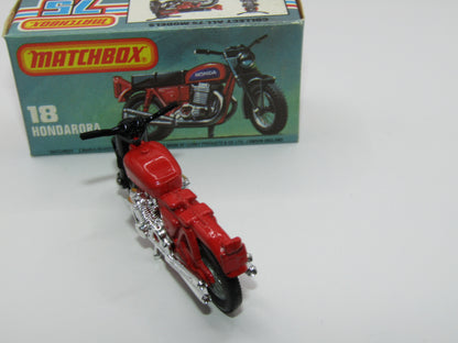 Matchbox Superfast No 18B Hondarora Motorcycle, Light Red, No Labels, Wire Wheels