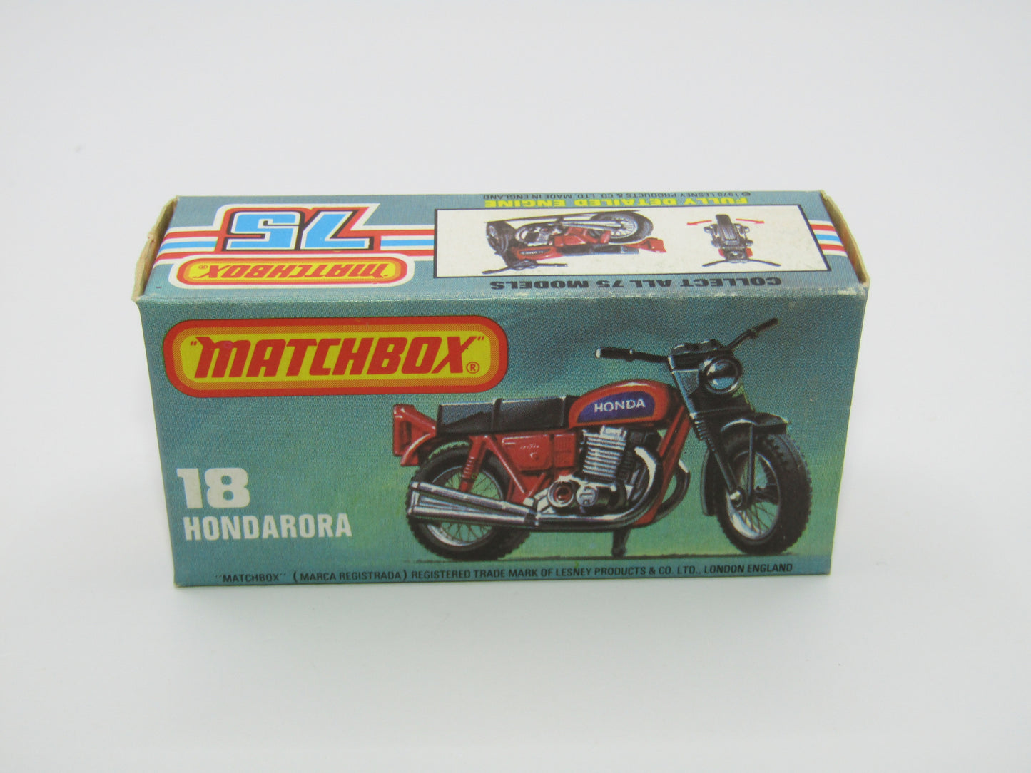 Matchbox Superfast No 18B Hondarora Motorcycle, Light Red, No Labels, Wire Wheels
