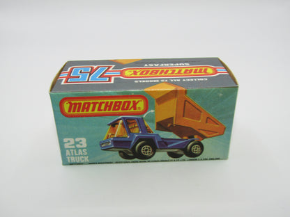 Matchbox Superfast No 23B Atlas Dump Truck AMB Win Dot Dash UNP Base