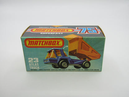 Matchbox Superfast No 23B Atlas Dump Truck AMB Win Dot Dash UNP Base