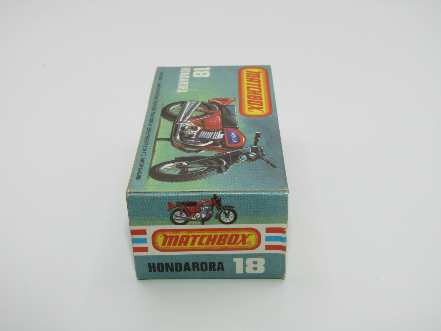 Matchbox Superfast No 18B Hondarora Motorcycle, Light Red, No Labels, Wire Wheels