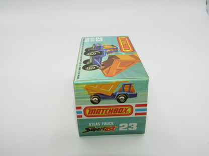 Matchbox Superfast No 23B Atlas Dump Truck AMB Win Dot Dash UNP Base
