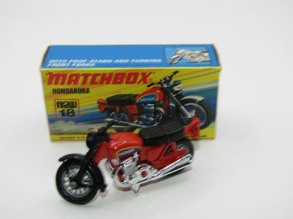Matchbox Superfast No 18B Hondarora Motorcycle, Light Red, Labels, Wire Wheels