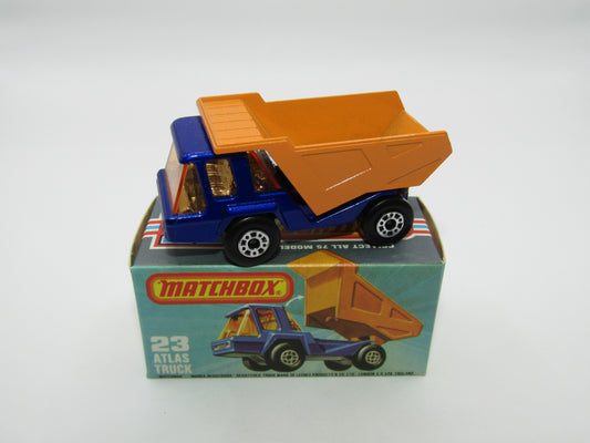 Matchbox Superfast No 23B Atlas Dump Truck Amber Win CHROME Interior