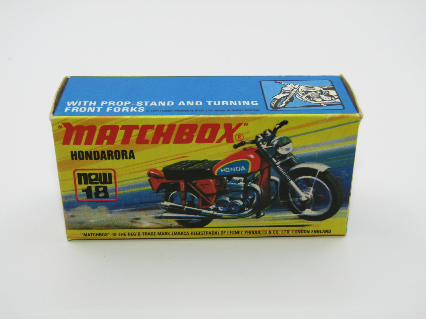 Matchbox Superfast No 18B Hondarora Motorcycle, Light Red, Labels, Wire Wheels