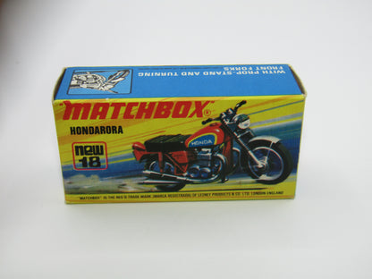 Matchbox Superfast No 18B Hondarora Motorcycle, Light Red, Labels, Wire Wheels