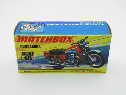 Matchbox Superfast No 18B Hondarora Motorcycle, DARK Red, Labels, Wire Wheels