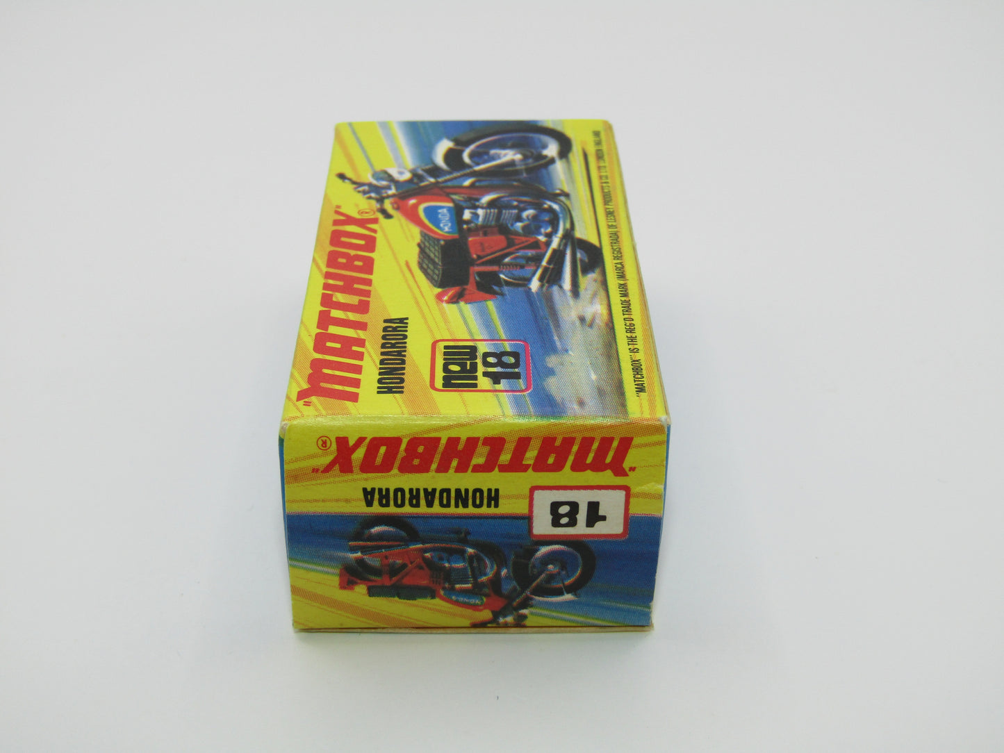 Matchbox Superfast No 18B Hondarora Motorcycle, DARK Red, Labels, Wire Wheels
