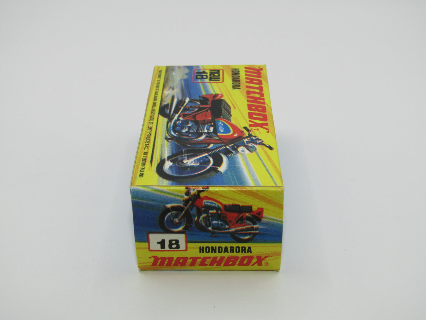 Matchbox Superfast No 18B Hondarora Motorcycle, DARK Red, Labels, Wire Wheels