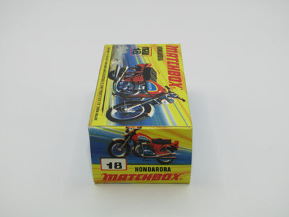 Matchbox Superfast No 18B Hondarora Motorcycle, DARK Red, Labels, Wire Wheels